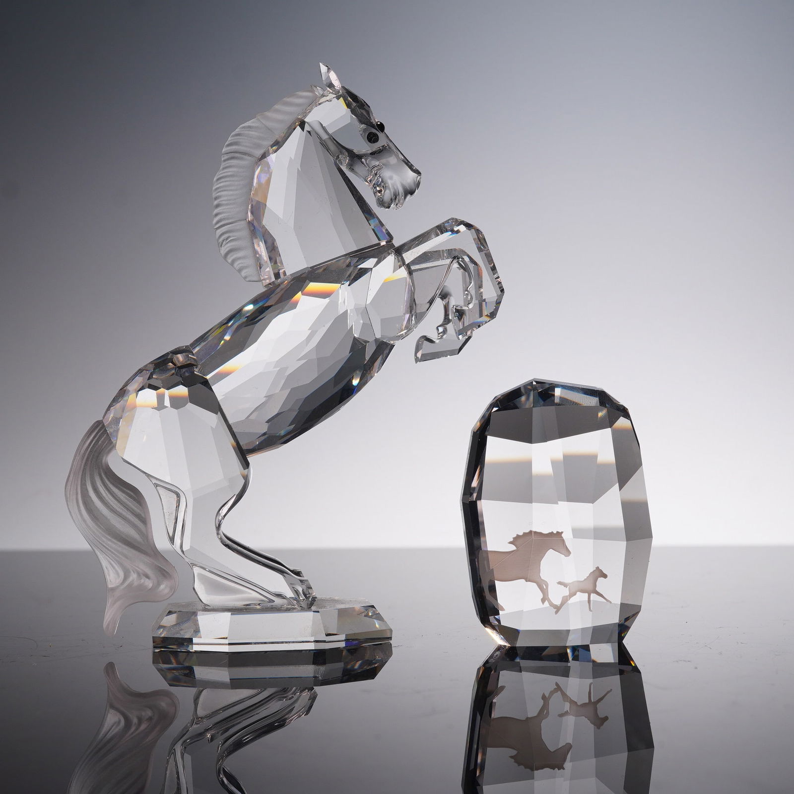 2pc Swarovski Crystal Figurine Stallion White 174958 w/Horses Paperweight (1 of 6)