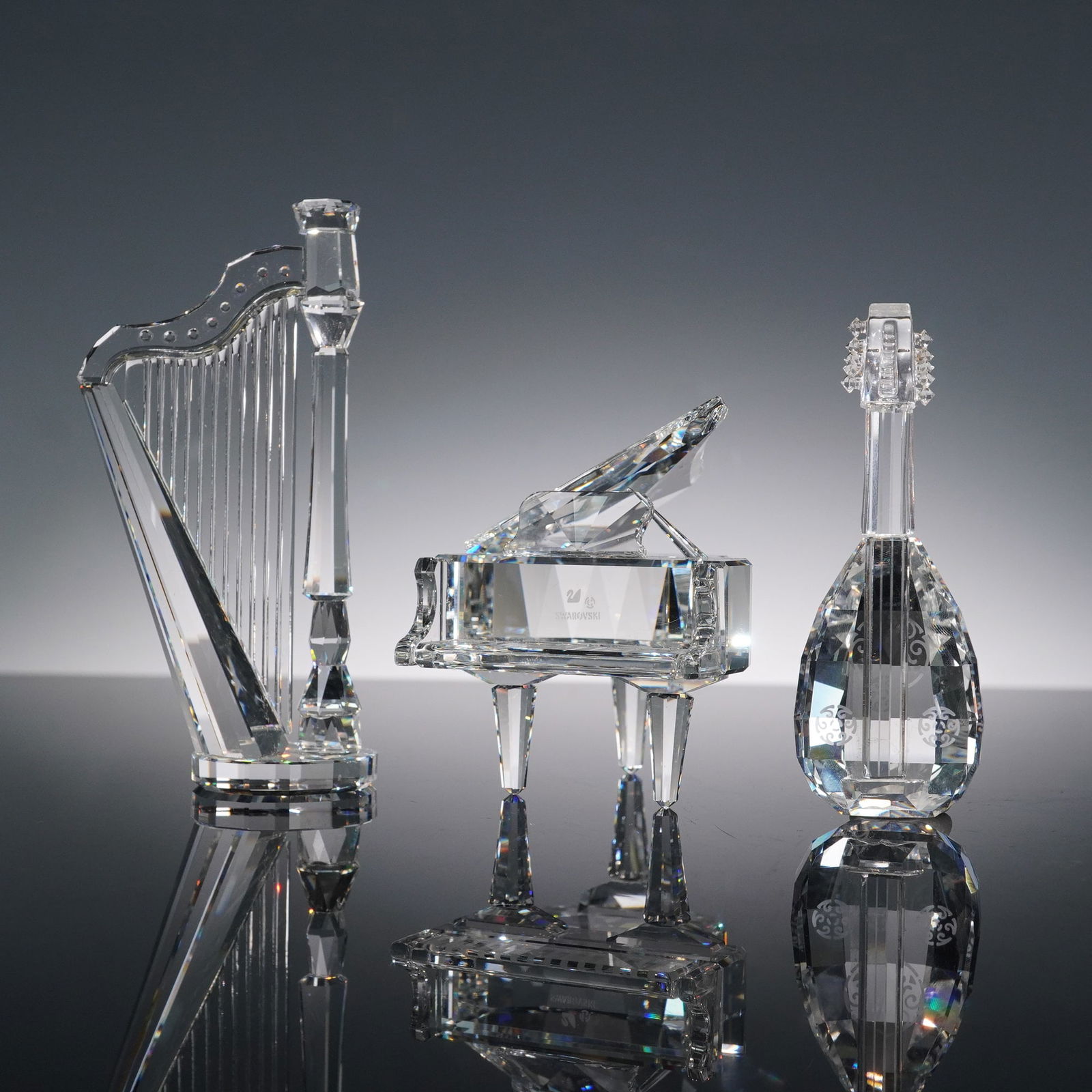 3pc Swarovski Crystal Musical Instrument Figurines (1 of 4)