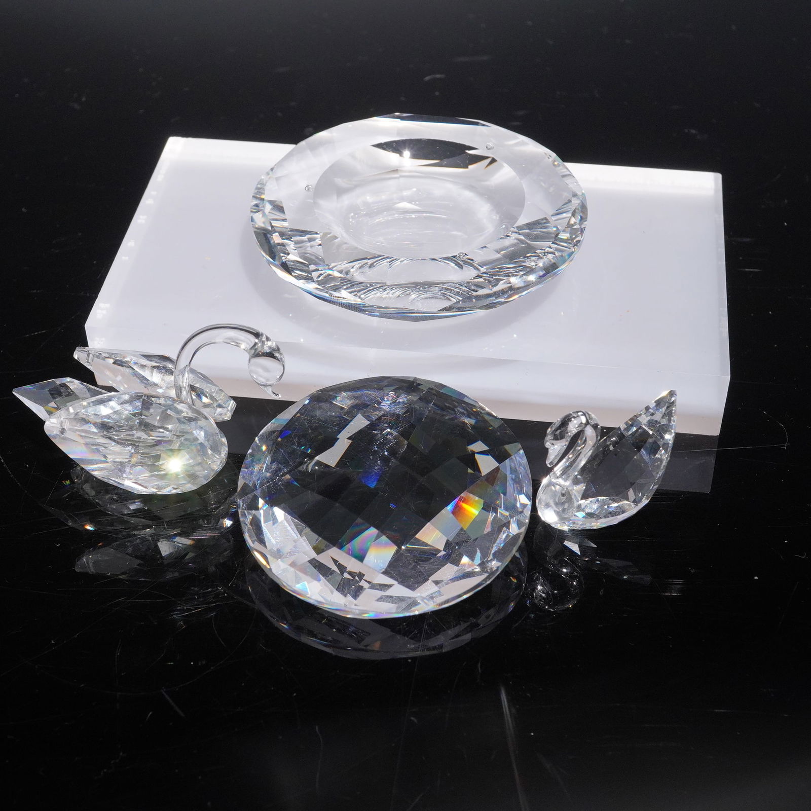 4pc Swarovski Crystals, Swans, Votive, and Paperweight (1 of 5)