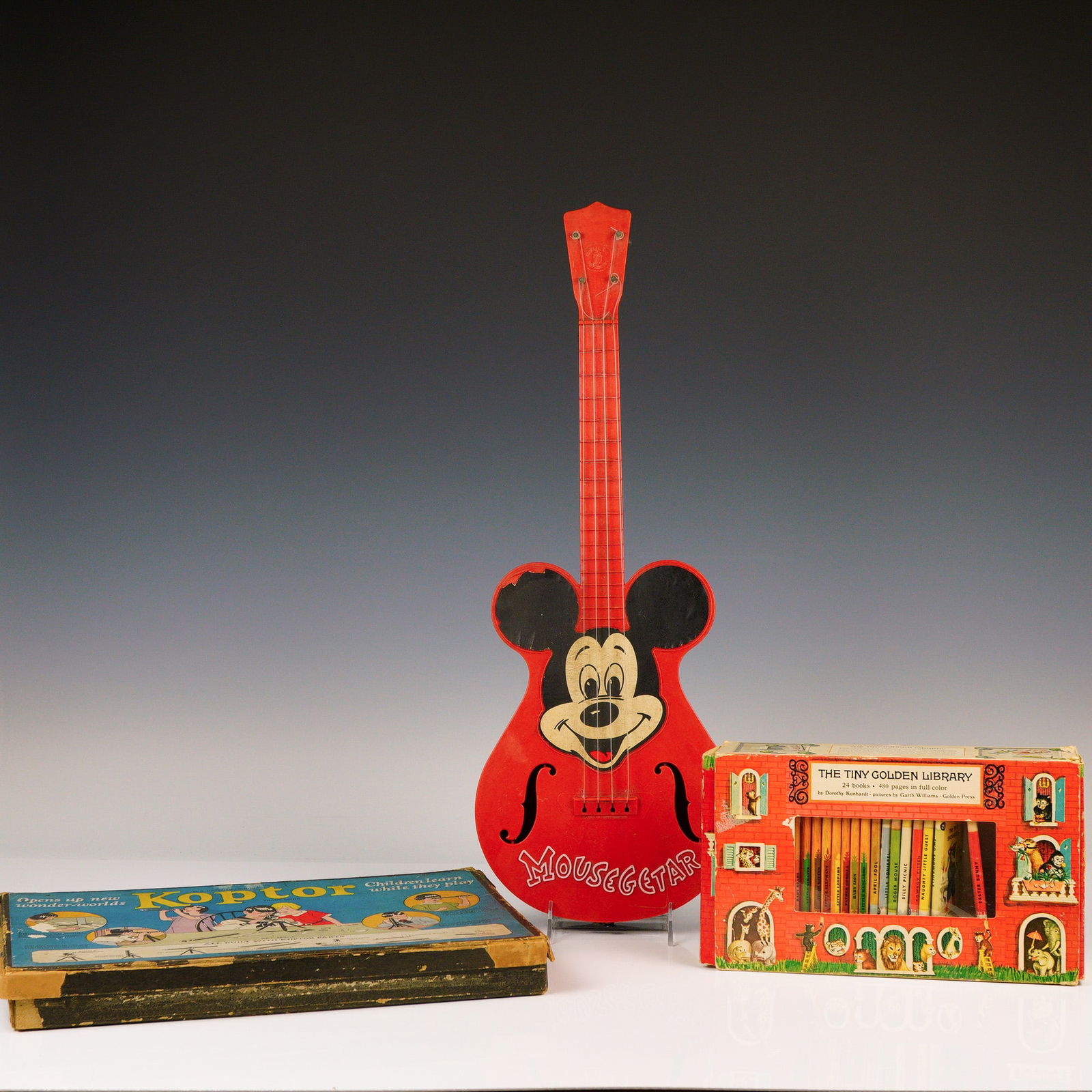 3pc Vintage Toys, Kopter Science Set, Tiny Golden Library, and Mousegetar (1 of 6)