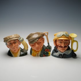 3pc Royal Doulton Large Character Jugs- D6775, D6630 & D6633