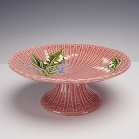 Schramberg Majolica Pink Lily of the Valley Cake Stand
