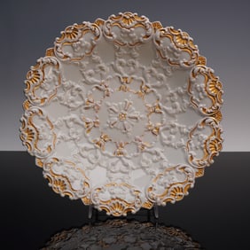Antique Meissen Porcelain Rococo Raised Gilt Cabinet Plate