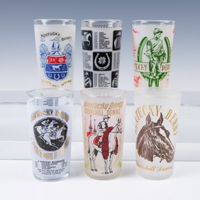 6pc Vintage Kentucky Derby Churchill Downs Souvenir Glass Set