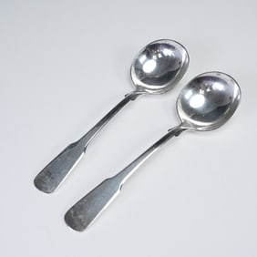 Pair of International Silver 1810 Sterling Silver Soup Spoons