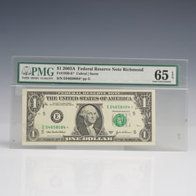 2003A $1 Richmond Federal Reserve Banknote PMG Graded Gem Unc 65 EPQ
