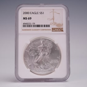 2000 American Silver Eagle Dollar Coin MSG Graded MS 69