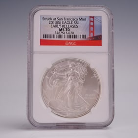 2013 (S) American Silver Eagle Early Release Dollar Coin NGC Graded MS 70