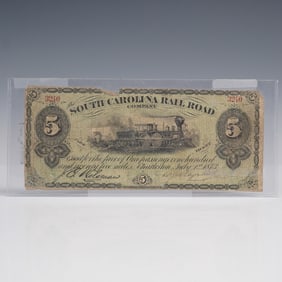 1873 $5 South Carolina Railroad Company Fare Ticket