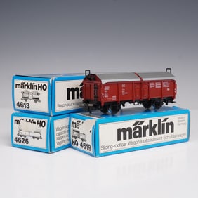 3pc Marklin HO Scale Freight Cars Lot- Models 4613, 4619, and 4626