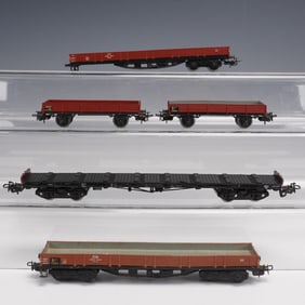 5pc vintage Marklin HO Model Train Flatbed Freight Cars