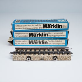 3pc Marklin Model Railroad Track Set, Straight Switching Track Section