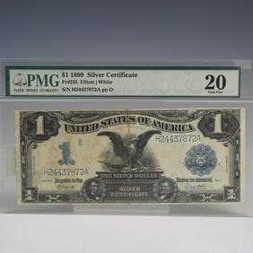1899 U.S Silver Certificate "Black Eagle" Banknote PMG Graded Very Fine 20