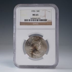 1955 Franklin Silver Half Doller NGC Graded MS 65