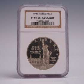 1986-S Statue of Liberty One Dollar Coin NGC Graded PF 69 Ultra Cameo
