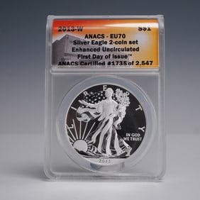 2013-W American Silver Eagle, Dollar Coin, ANACS EU70