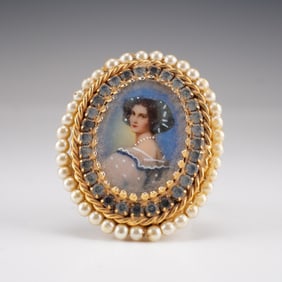 Hobe Portrait Brooch Pendant Hand Embellished