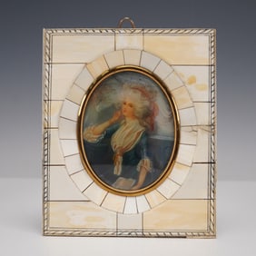 Antique Miniature Portrait of a Young Lady