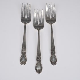 3pc International Sterling Silver Brocade Salad Forks
