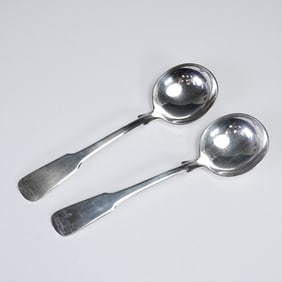 Pair of International Silver 1810 Sterling Silver Soup Spoons