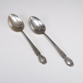 2pc International Sterling Silver Serving Spoons, Brocade