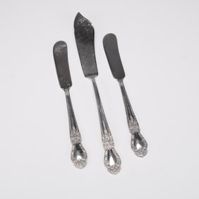 3pc International Sterling Silver Butter Spreaders, Brocade