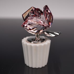 Swarovski Crystal Figurine, Rose in Antique Pink
