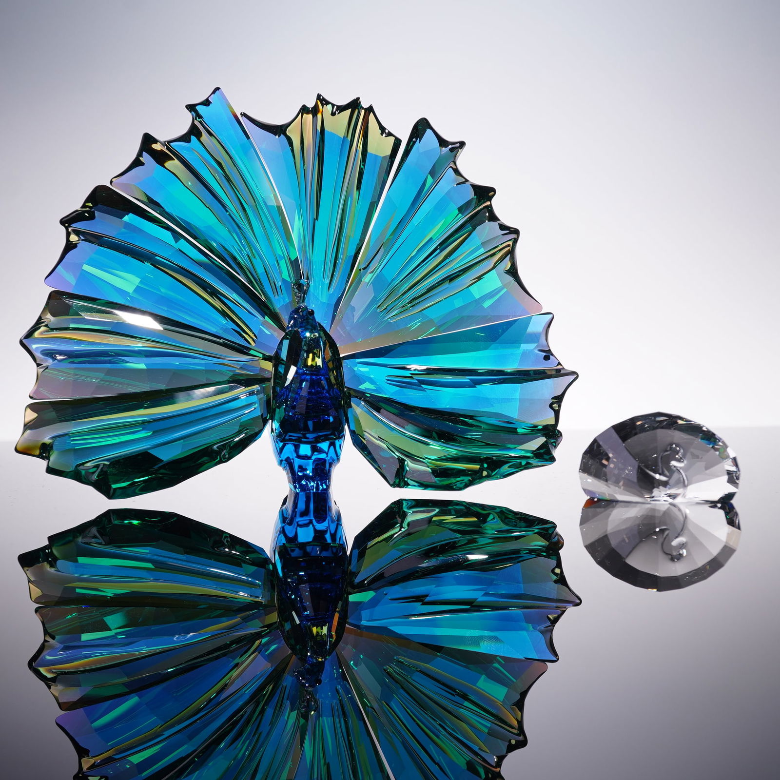 3pc Swarovski Crystal Figurine with Paperweight and Gloves, Peacock Arya (1 of 8)