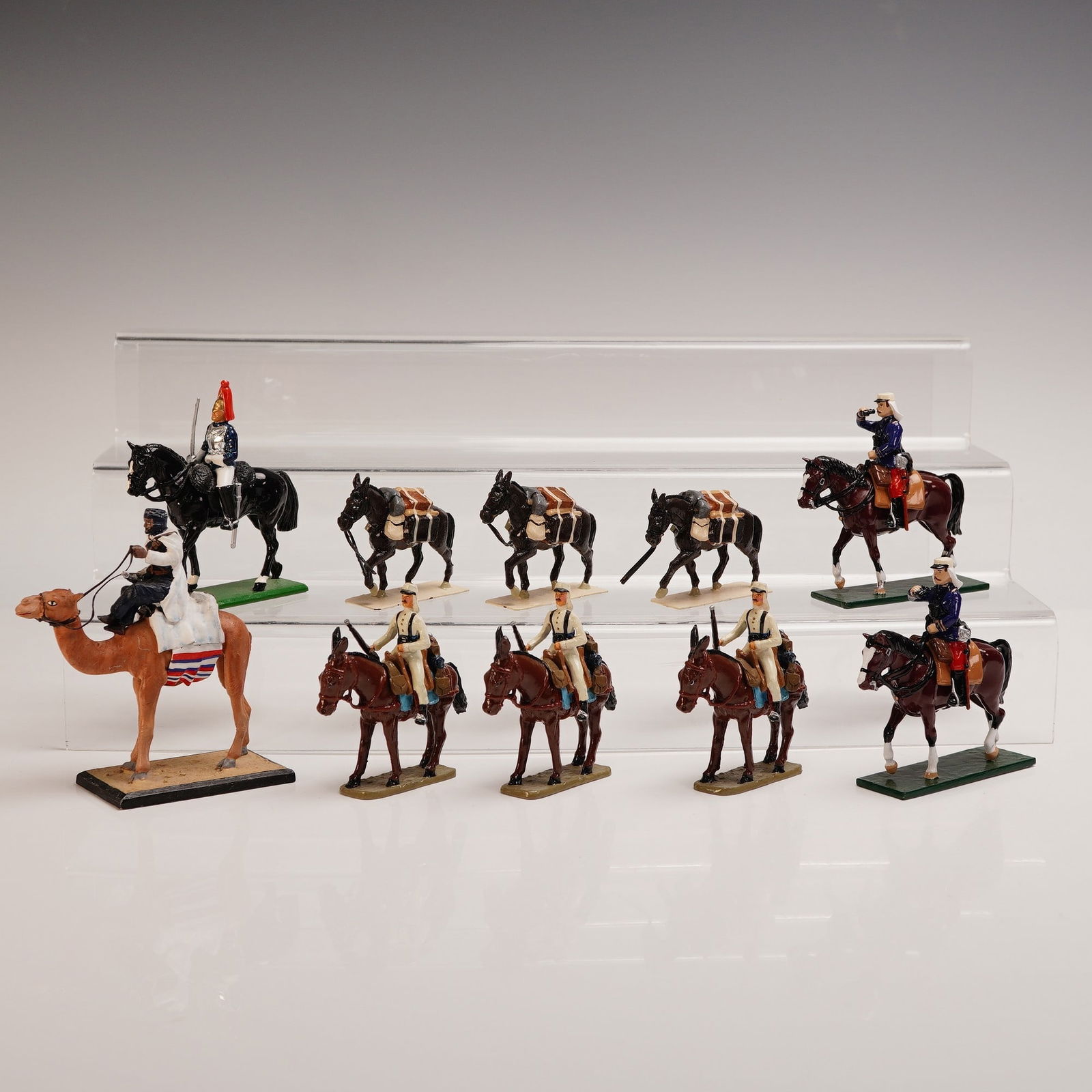 10pc Toy Lead Military Figures Mounted Riders and Pack Mules (1 of 9)