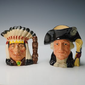 2pc Royal Doulton Large Character Jugs Washington and North American Indian