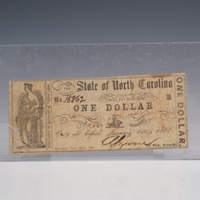1866 $1 State of North Carolina Treasury Note