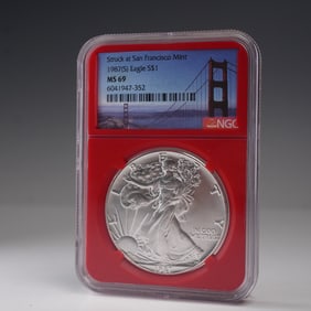 1987 (S) American Silver Eagle Dollar Coin NGC Graded MS 69