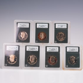 7pc 1973-S - 2005-S Kennedy Half Dollar Coins INB Graded