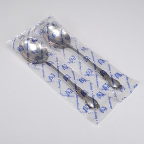 Pair of International Silver Brocade Sterling Silver Soup Spoons