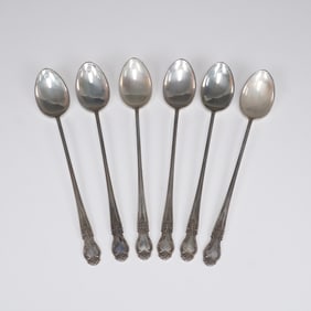 6pc International Sterling Silver Brocade Iced Tea Spoons