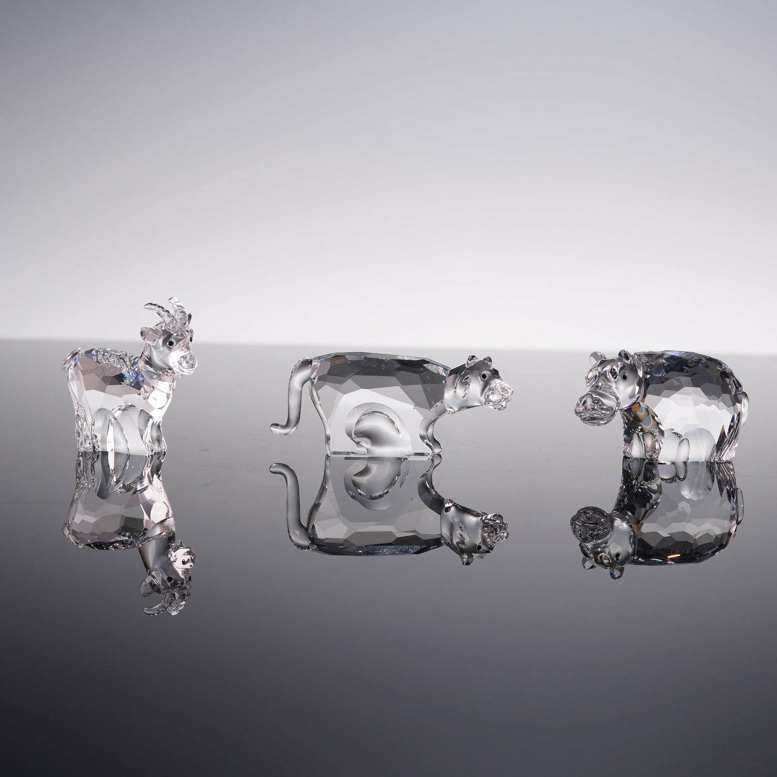 3pc Swarovski Crystal Figurines, Tiger 22470, Goat 275438, and Hippo 622940 (1 of 7)
