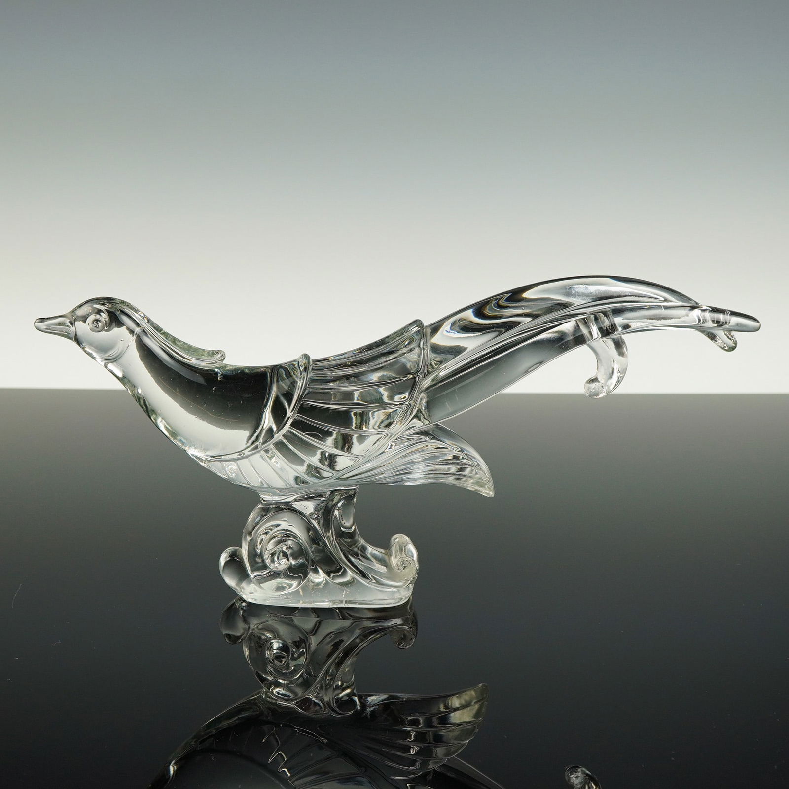 Hand-Blown Art Glass Bird Sculpture with Scroll Base (1 of 6)