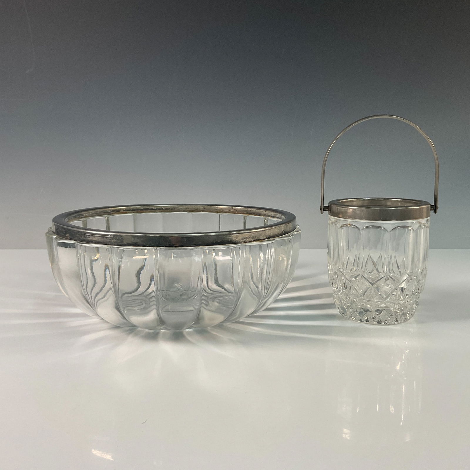 2pc Vintage Glass and Chrome Bowls (1 of 4)