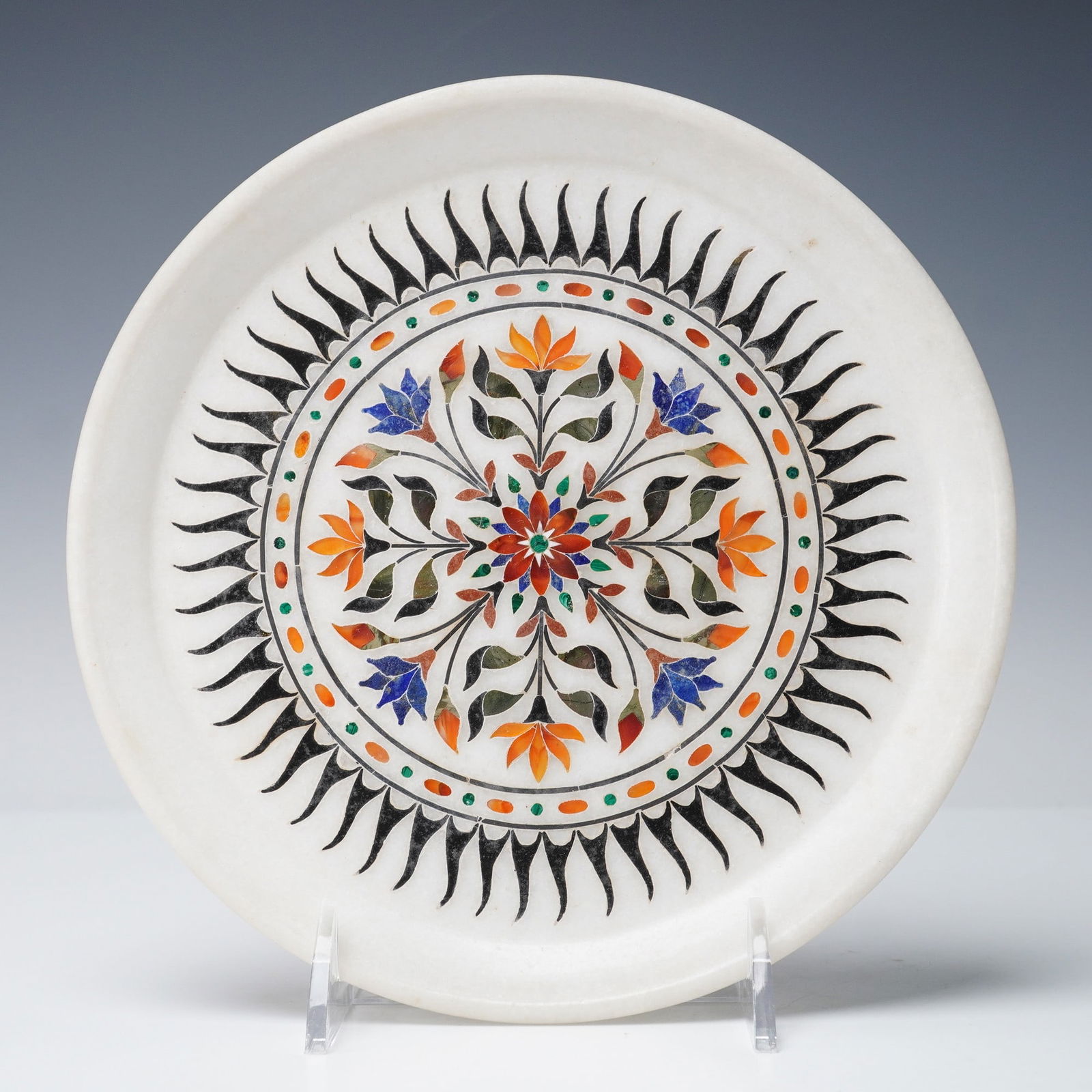 Agra Marble Inlaid Hardstone Floral Plate (1 of 6)