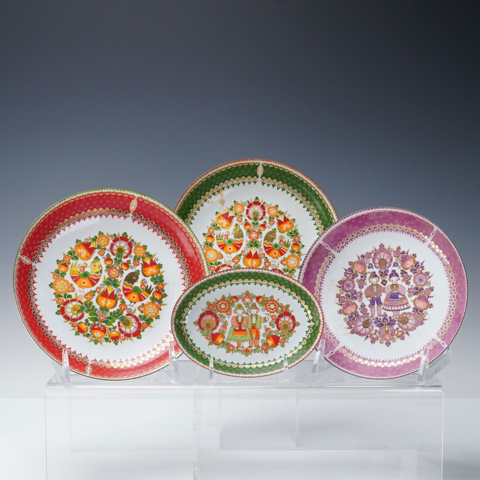 4pc Set of Studio Steinbock Austrian Folk Art Enamel Decorative Plates (1 of 8)