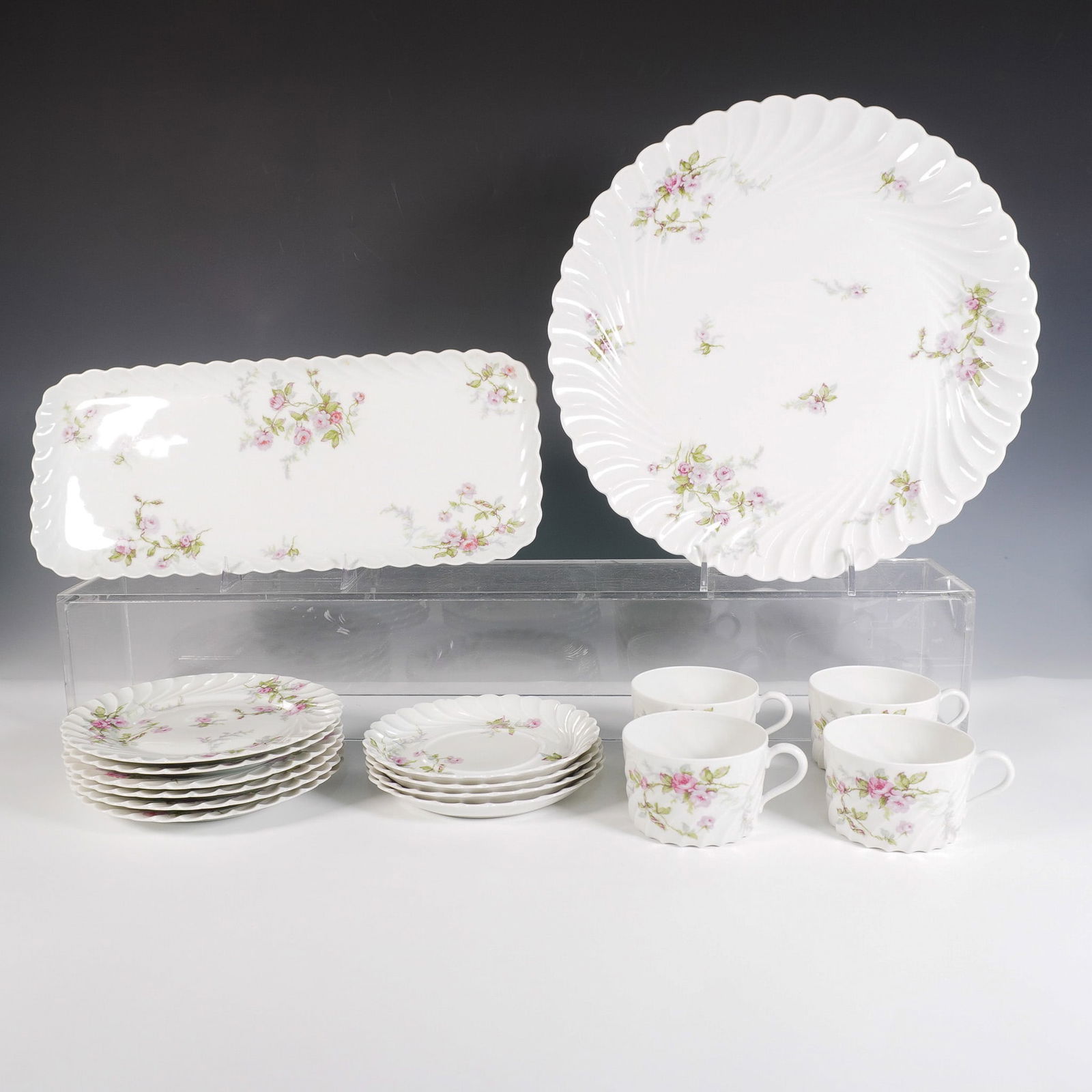 16pc Haviland Limoges Porcelain Set, Pink Floral Pattern (1 of 9)