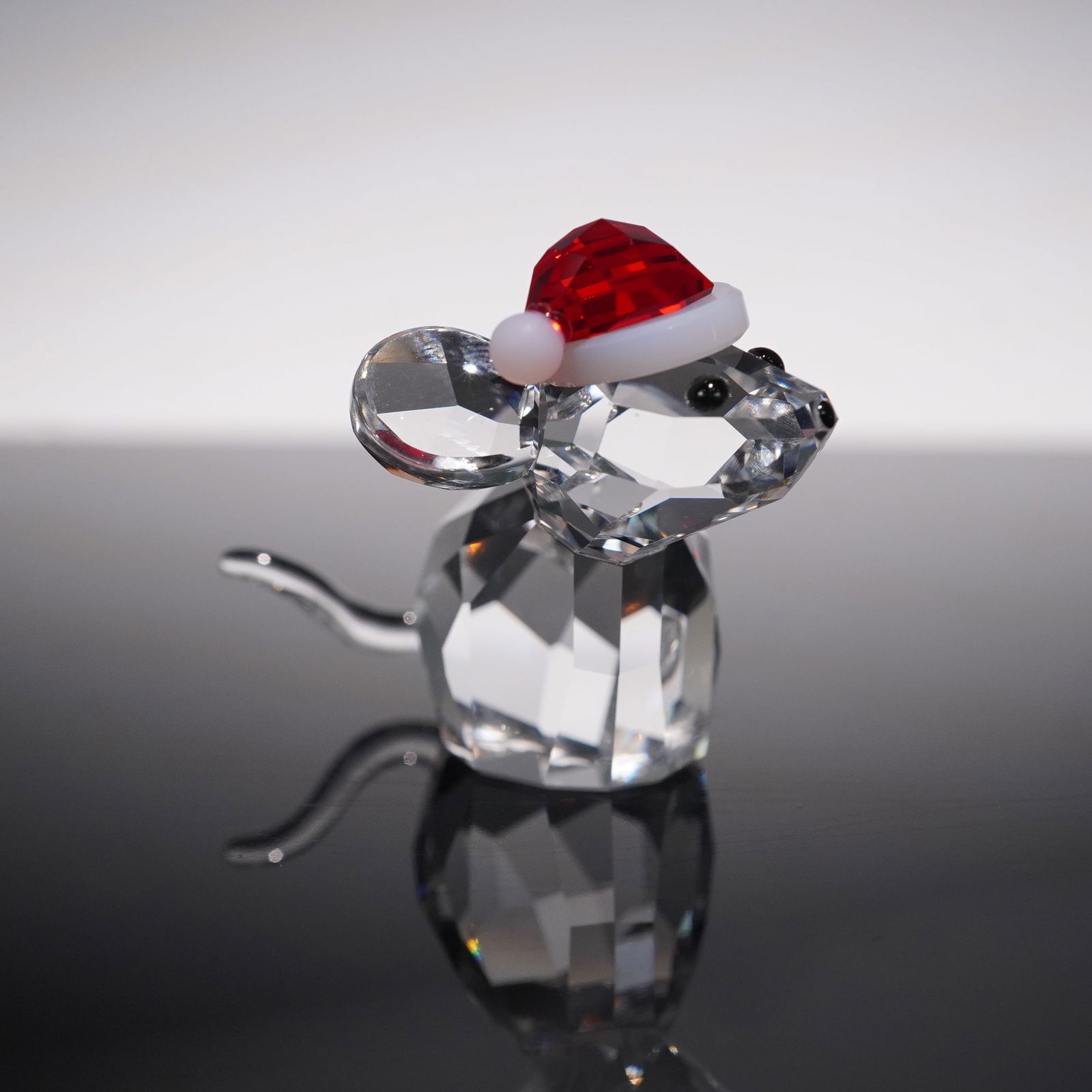Swarovski Crystal Figurine, Mouse with Santa's Hat (1 of 6)