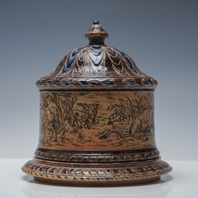 Doulton Lambeth Hannah and Arthur Barlow Cheese Dome & Plate, Ye Fable