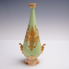Doulton Burslem Porcelain Vase with Gilt Mask Handles