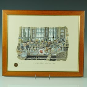 Roger Clarke Hand-Colored Print, A View of the Painters of Burslem Studio