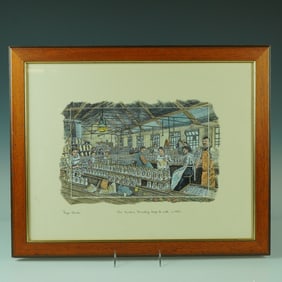 Roger Clarke Hand-Colored Ink Print, The Burslem Decorating Shop