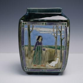 Royal Doulton Lambeth by Leslie Harradine Slip-Cast Vase, Goose Girl