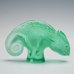Lalique Crystal Figurine, Green Chameleon