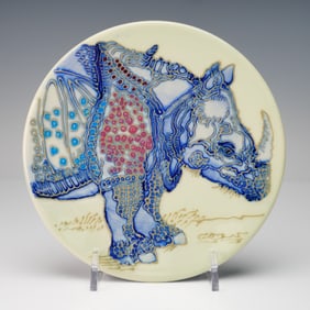 Dennis Chinaworks Pottery by Sally Tuffin Rhino Dish