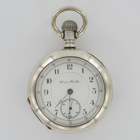 Hampden Watch Co. 18S Coin Silver LS Pocket Watch, Fahys Monarch Case